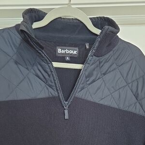 Barbour Quilted Navy Blue Half-Zip Pullover
